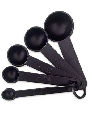 Just a Pinch Black Measuring Spoons Set 5 Piece Durable Kitchen Baking Tool NWOT